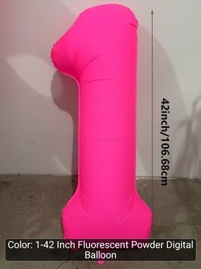 Fluorescent Pink 42" Number 1 Inflatable Balloon